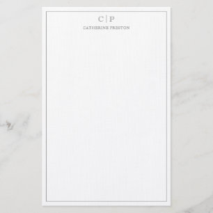 Modern Monogram Smokey Grey Personal Stationery 