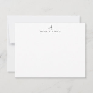 Modern Monogram Smokey Grey Personal Stationery No Card