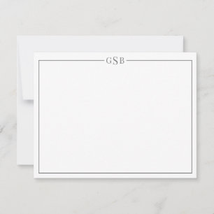 Modern Monogram Smokey Grey Personal Stationery No Card