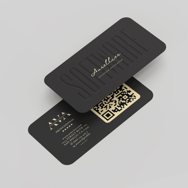 Modern Monogram Software Engineer Developer Black  Business Card (Modern Monogram Software Engineer Developer Black Business Card
)