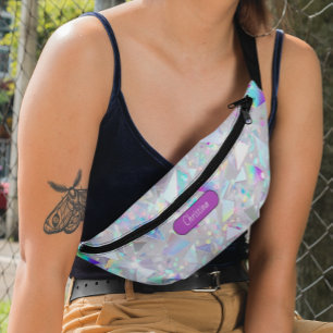 Modern Monogram Sparkly Geometric Pattern Fanny Pack