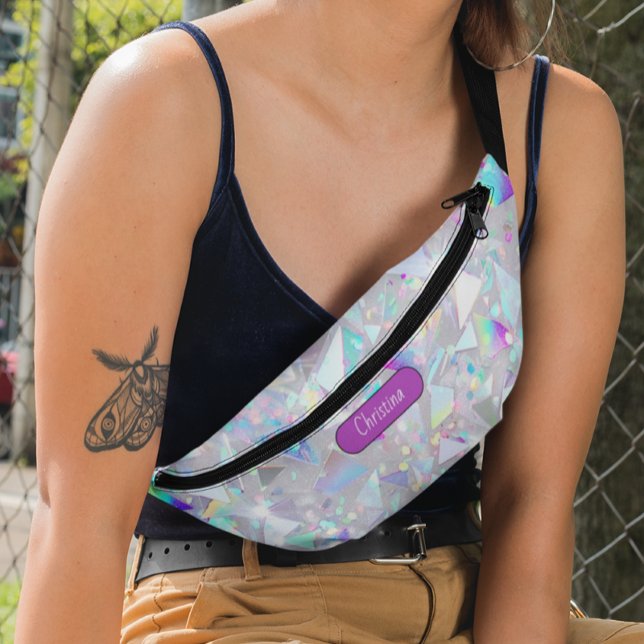 Modern Monogram Sparkly Geometric Pattern Fanny Pack (Creator Uploaded)