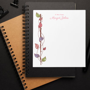 Modern Monogram Stylish Boho Colourful Feather Notepad