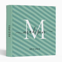 Modern Monogram Teal Mint Green Stripes Recipe