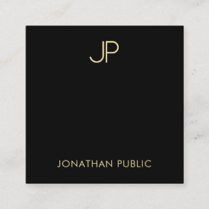 Modern Monogram Template Elegant Black And Gold Square Business Card