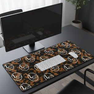Modern Monogram Tortoise Shell Print Desk Mat