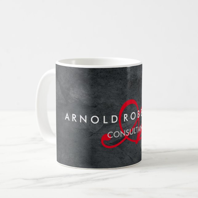 Modern Monogram Trendy Grey Background Coffee Mug (Front Left)