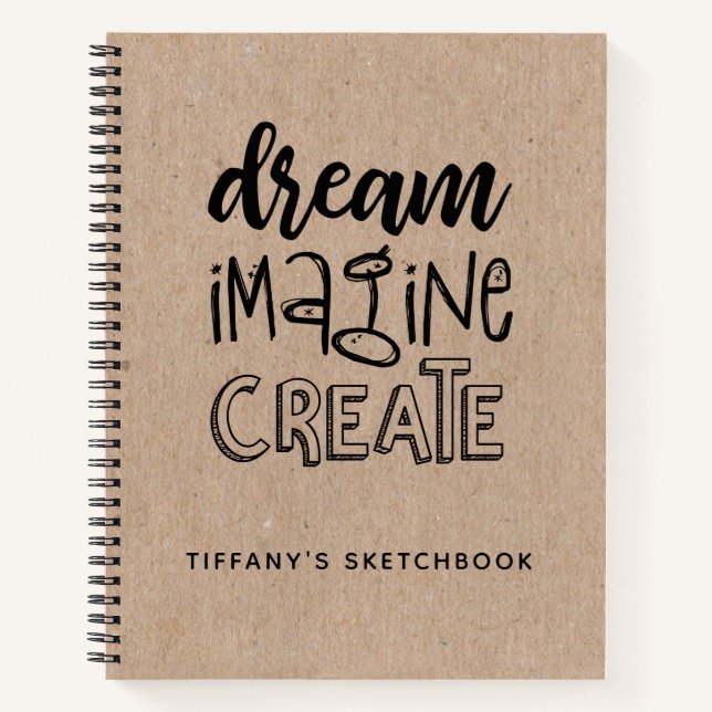 Modern Monogram Typography Artist Sketchbook Name Notebook (Front)