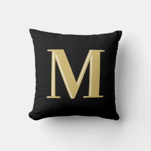Modern monogram typography gold black  throw pillow
