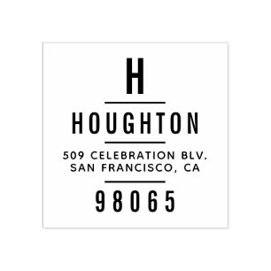 Modern Monogram Typography Return Address Rubber Stamp