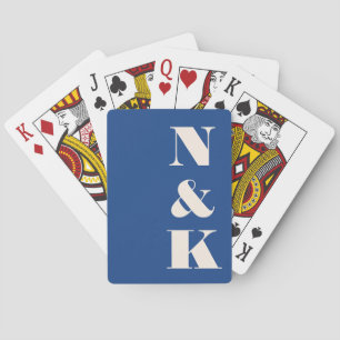 Modern Monogram Vibrant Blue Custom Wedding Favour Playing Cards