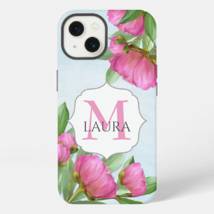 Modern Monogram Watercolor Pink Floral  iPhone 13 Case