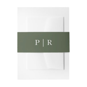 Modern Monogram Wedding Elegant Forest Green Invitation Belly Band