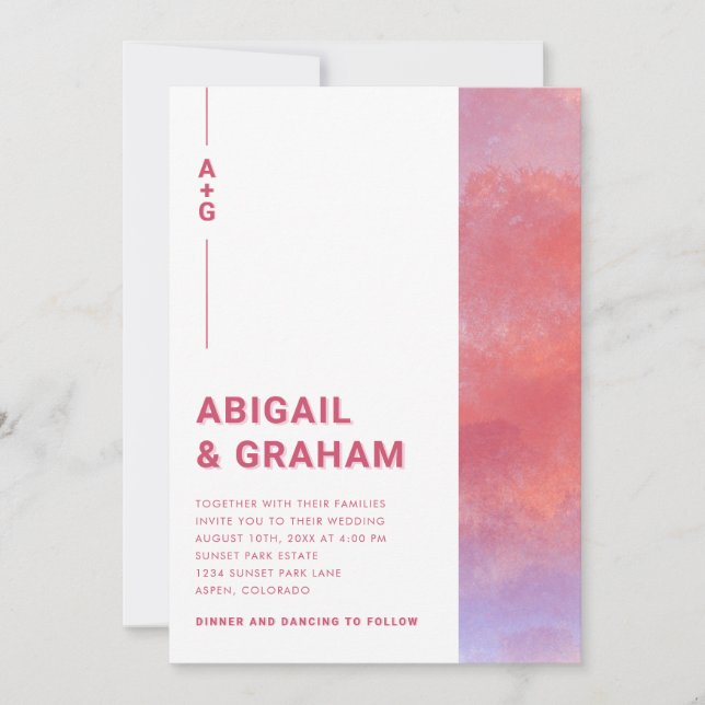 Modern Monogram Wedding Invitation (Front)