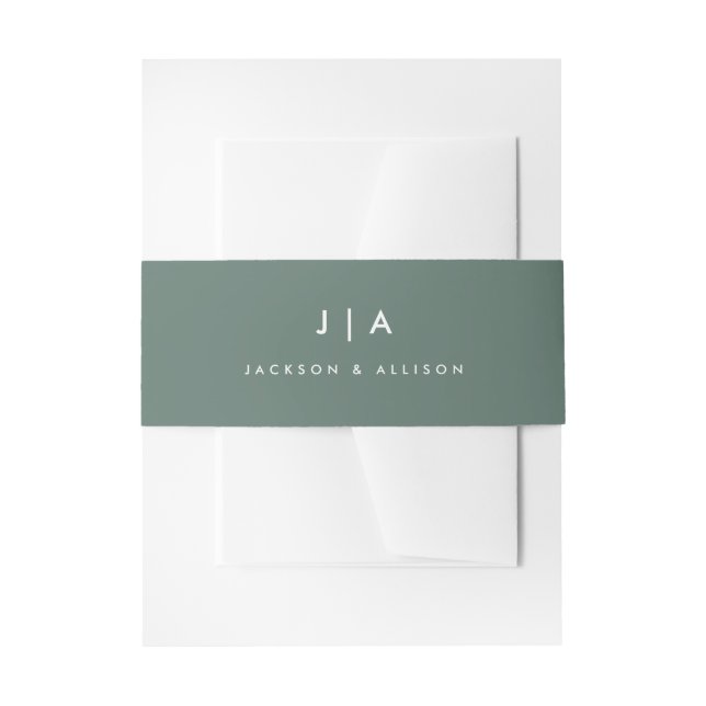 Modern Monogram Wedding Invitation Belly Band (Front Example)