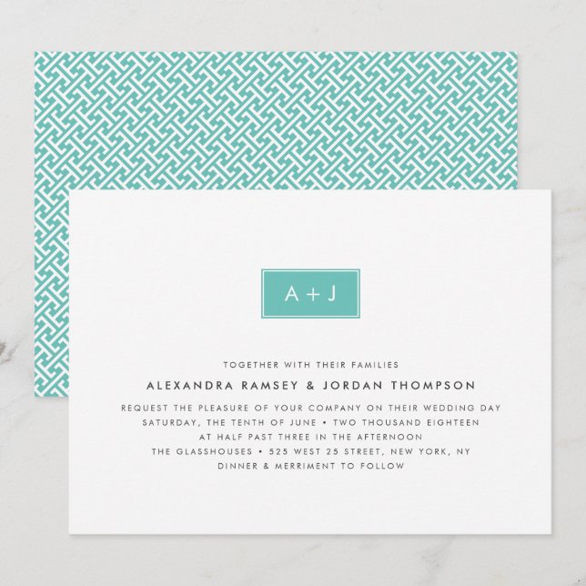 Modern Monogram Wedding Invitation | Pool (Front/Back)