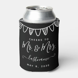  Modern Monogram Wedding Minimalist Classic Can Cooler