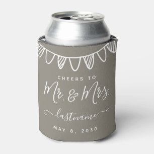  Modern Monogram Wedding Minimalist Classic Can Cooler