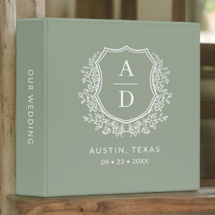 Modern Monogram Wedding Sage Green Crest Binder