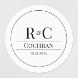 Modern Monogram Wedding Stickers<br><div class="desc">This simple and clean modern monogram wedding sticker design features two typographic initials,  last name and date for a minimalistic feel that can be easily personalized.</div>