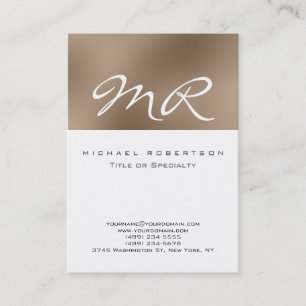 Modern Monogram White Beige Clean Business Card