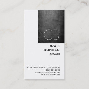 Modern Monogram White Chalkboard Business Card