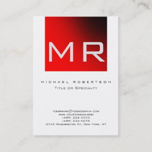 Modern Monogram White Red Business Card