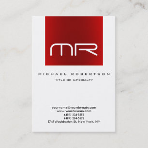 Modern Monogram White Red Business Card