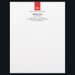 Modern Monogram White Red Top Letterhead<br><div class="desc">Customize this Clean White and Red Minimalist Letterhead,  very modern and fresh,  with monogram,  professional sleek look designed to be rememberable.  Also available in other colour variations. And you can also find a matching business card listed below.</div>