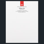 Modern Monogram White Red Top Letterhead<br><div class="desc">Customize this Clean White and Red Minimalist Letterhead,  very modern and fresh,  with monogram,  professional sleek look designed to be rememberable.  Also available in other colour variations. And you can also find a matching business card listed below.</div>