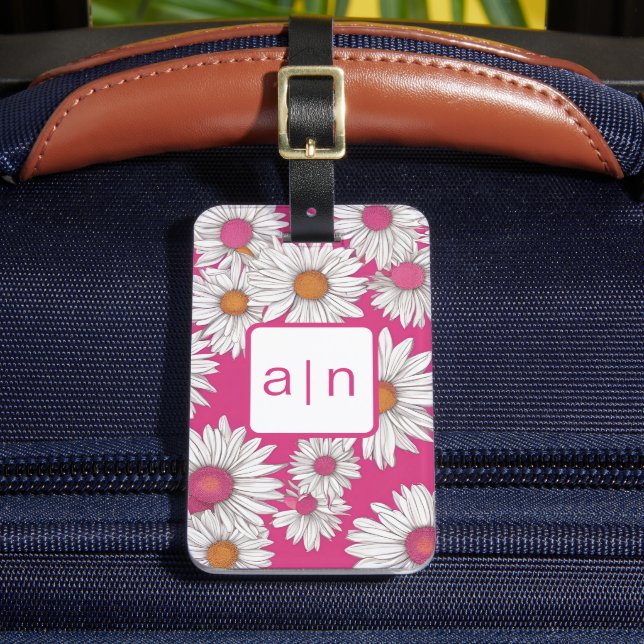 Modern Monogram Wildflowers Luggage Tag (Front Insitu 2)