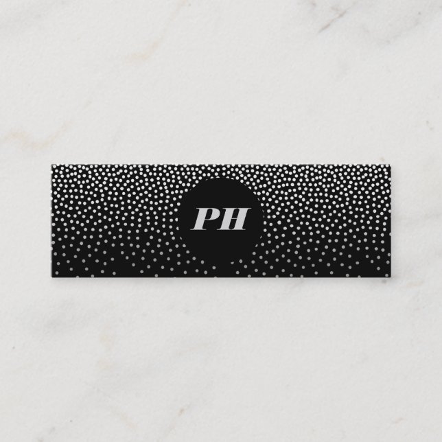 Modern Monogram with Elegant Confetti Mini Business Card (Front)