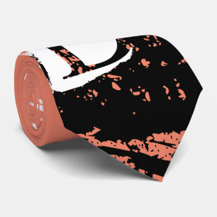 Modern monogram with initial "d" salmon coral tie