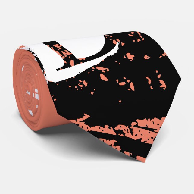 Modern monogram with initial "d" salmon coral tie (Rolled)