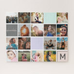 Modern monogram your family 16 photo collage grid jigsaw puzzle<br><div class="desc">Modern monogram your family 16 photo collage grid,  add your monogram,  family name and favorite photos!</div>