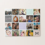 Modern monogram your family 16 photo collage grid jigsaw puzzle<br><div class="desc">Modern monogram your family 16 photo collage grid puzzle.</div>