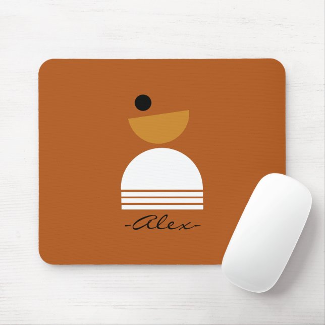 Modern monogramed minimal design Brown abstract Mo Mouse Pad (With Mouse)