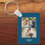 Modern Monogrammed  4 Photo Gallery Keychain<br><div class="desc">Minimalist 4 photo gallery design.</div>