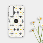 Modern Monogrammed Bee Black Yellow Honeycomb Chic Samsung Galaxy Case<br><div class="desc">Modern Monogrammed Bee Black Yellow Honeycomb Chic Samsung Case features a bees and honeycomb with simple shapes and black outlines on a white background. Yellow accents add a touch of colour to the symmetrical, minimalistic design. The ink drawing of bees incorporates geometric elements and Art Deco inspiration without shading. Fully...</div>