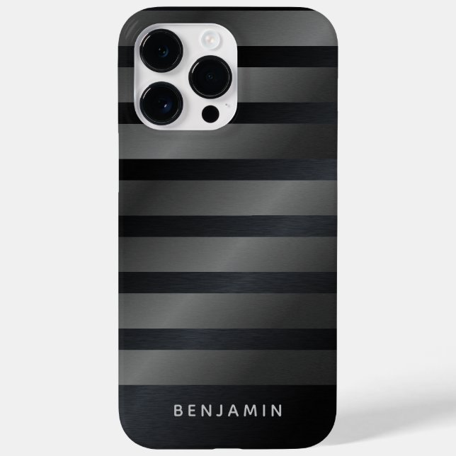 Modern Monogrammed Black and Grey Case-Mate iPhone Case (Back)
