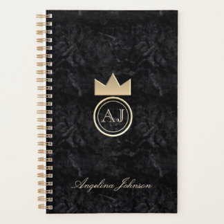 Modern Monogrammed Black Planner