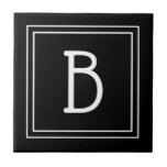 Modern Monogrammed Black & White Initial Simple Tile<br><div class="desc">Modern & Stylish personalized monogram added to decorative chic simple updated decorative tile in true black and white. Great gift idea! Easily customize with design tool to make it your own! Contact me at beachpausedesigns@gmail.com if you need help or have questions with this or any of our designs. Other design...</div>