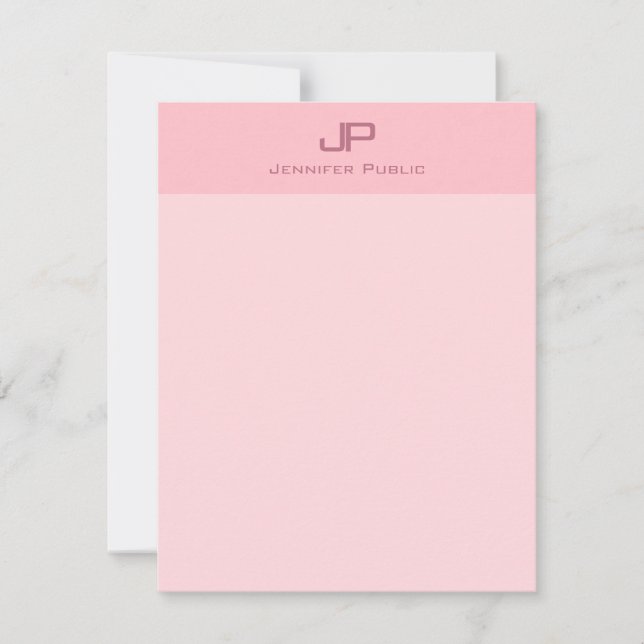 Modern Monogrammed Blush Pink Simple Template (Front)