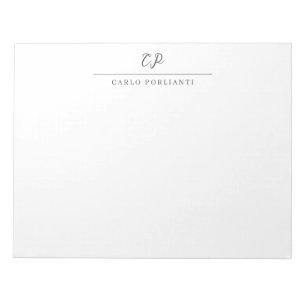 Modern Monogrammed Calligraphy Plain Simple Name Notepad