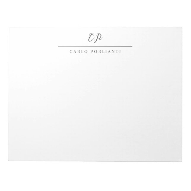 Modern Monogrammed Calligraphy Plain Simple Name Notepad (Front)