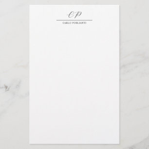 Modern Monogrammed Calligraphy Plain Simple Name Stationery