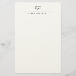 Modern Monogrammed Calligraphy Plain Simple Name Stationery