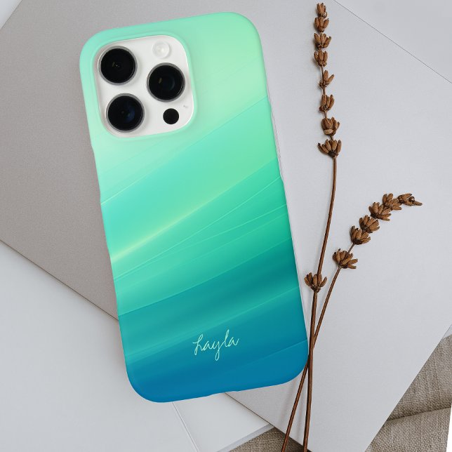 Modern Monogrammed Chic Green and Blue Case-Mate iPhone Case (Creator Uploaded)