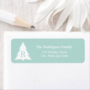 Modern Monogrammed Christmas Tree on Mint Green