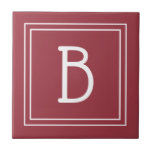 Modern Monogrammed Crimson Red & White Initial Tile<br><div class="desc">Modern & Stylish personalized monogram added to decorative chic simple style decorative tile in crimson red and white. Great gift idea! Easily customize with design tool to make it your own! Contact me at beachpausedesigns@gmail.com if you need help or have questions with this or any of our designs. Other design...</div>
